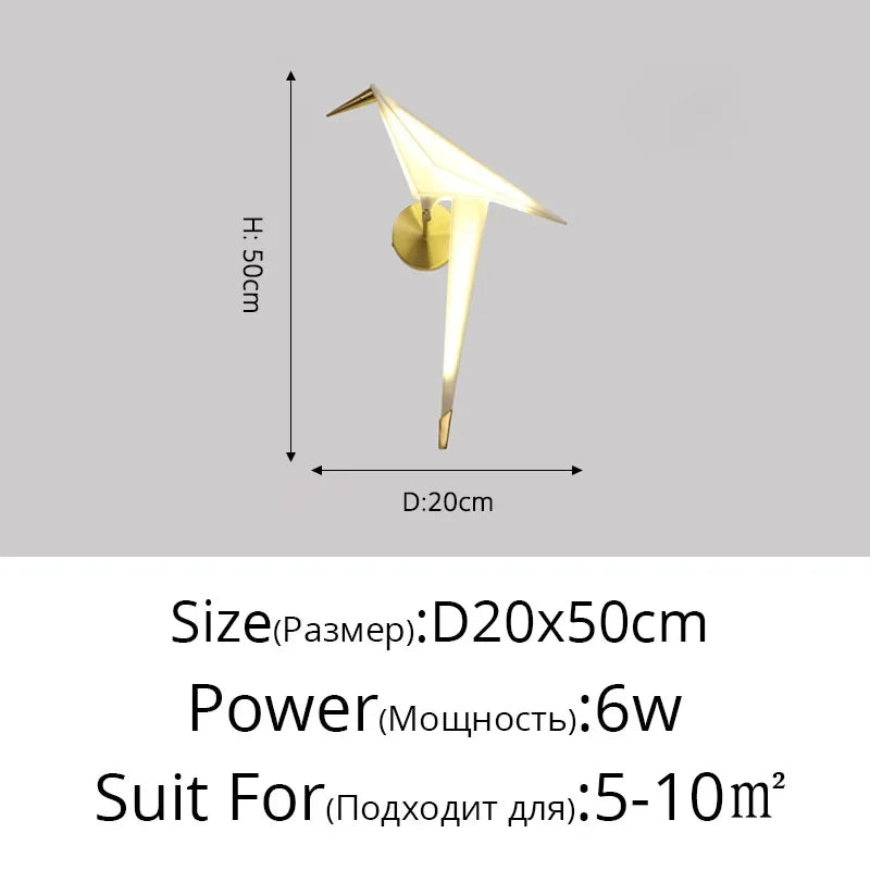 Elegant Parrot Wall Lamp – Modern Bird Shape LED Sconce Light for Bedroom, Living Room & Hallw